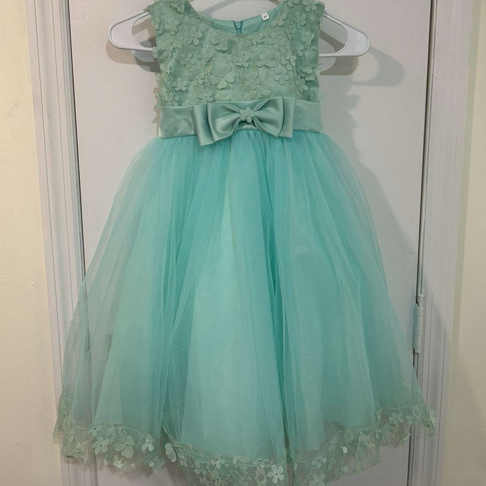 teal girls floral dress